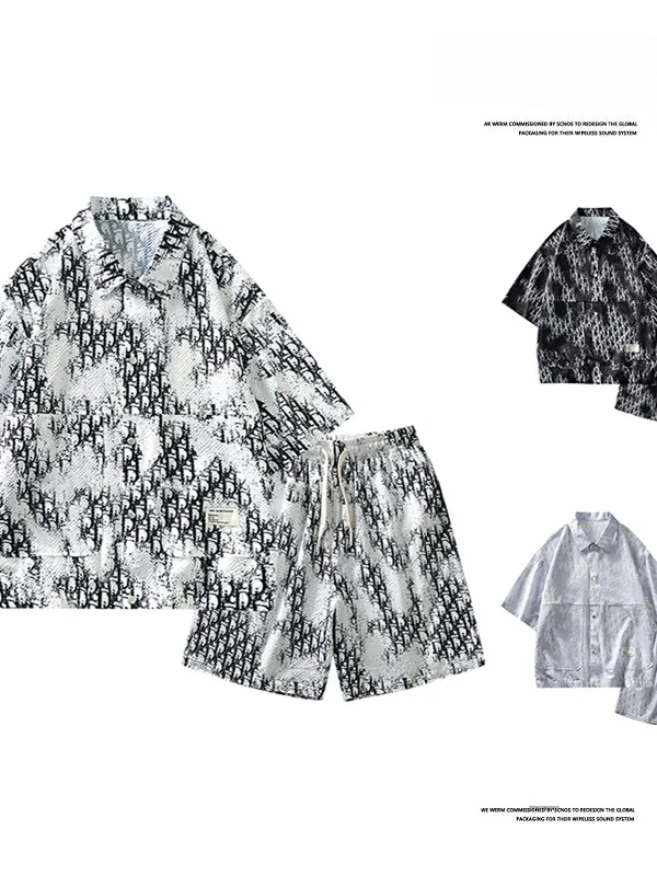 

Casual Loose Fit ort Sve irt And orts Set plus Size Men's Summer Faion Big And Tall Clothing Polyester Fiber