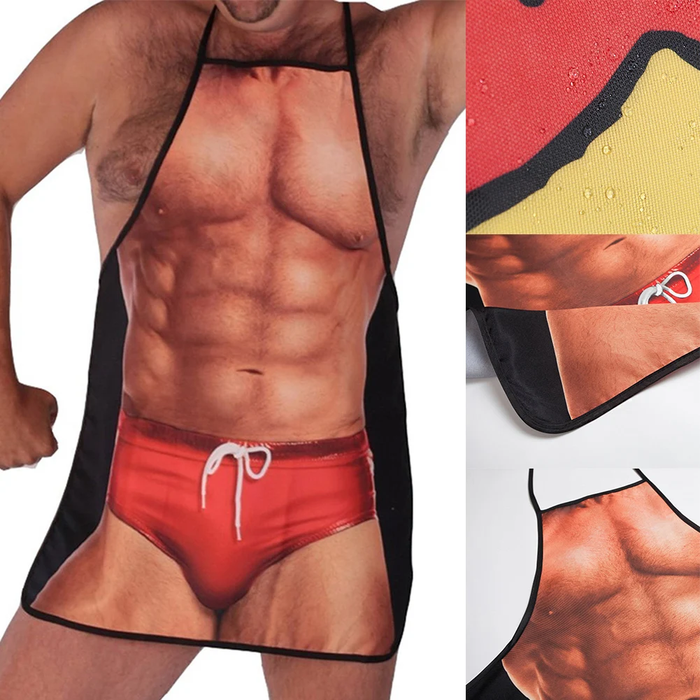 Sexy Apron Novelty Muscle Man Kitchen Cooking Grilling Apron Funny Creative Thanksgiving Christmas Gift for Men