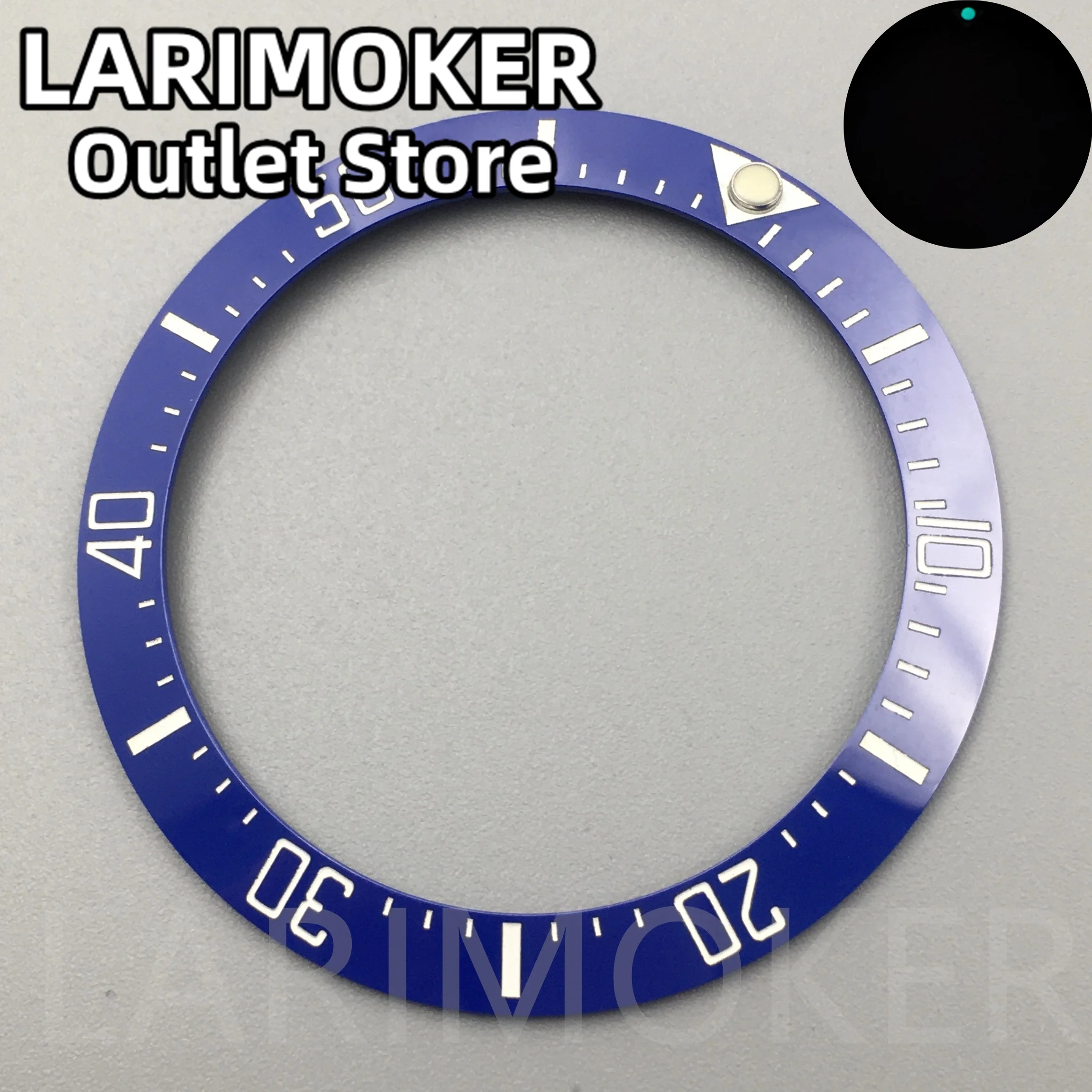 Larimoker-セラミック時計ベゼル,時計部品,アクセサリー,緑,黒,青,直径40mm x 32mm