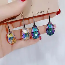 Women Fashion Water Drop Crystal Earrings  Dangle Earring CZ Charm Bridal Wedding Engagement Jewelry Gifts
