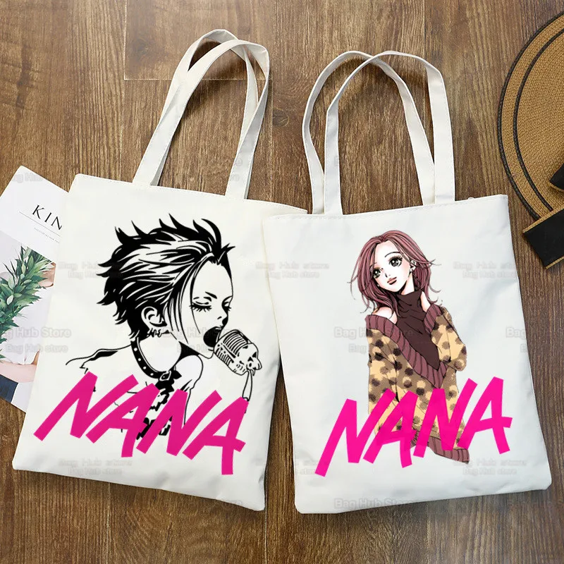 Anime Design Bolsas de ombro para mulheres, pedras pretas, NANA Osaki, grande capacidade, faculdade, bolsa Harajuku, bolsa de compras