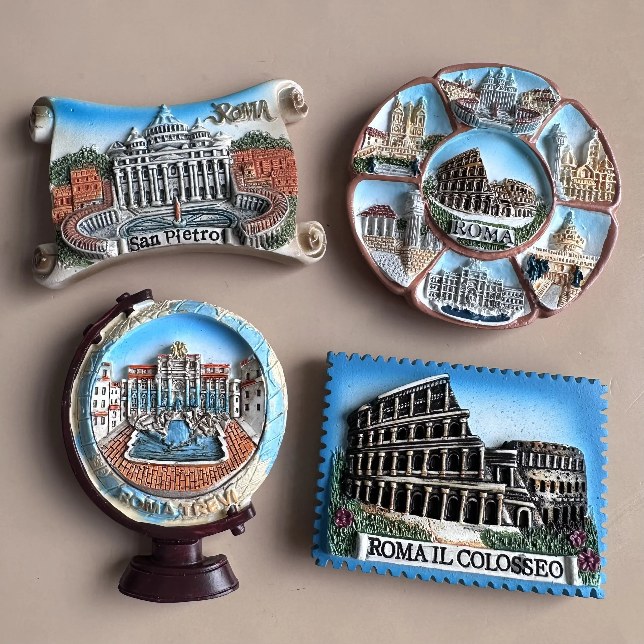 Colosseum San Pietro Rome Italy 3D Resin Fridge Magnet Travel Souvenir Gift, Hand Painted Handicraft Home Decor Collection