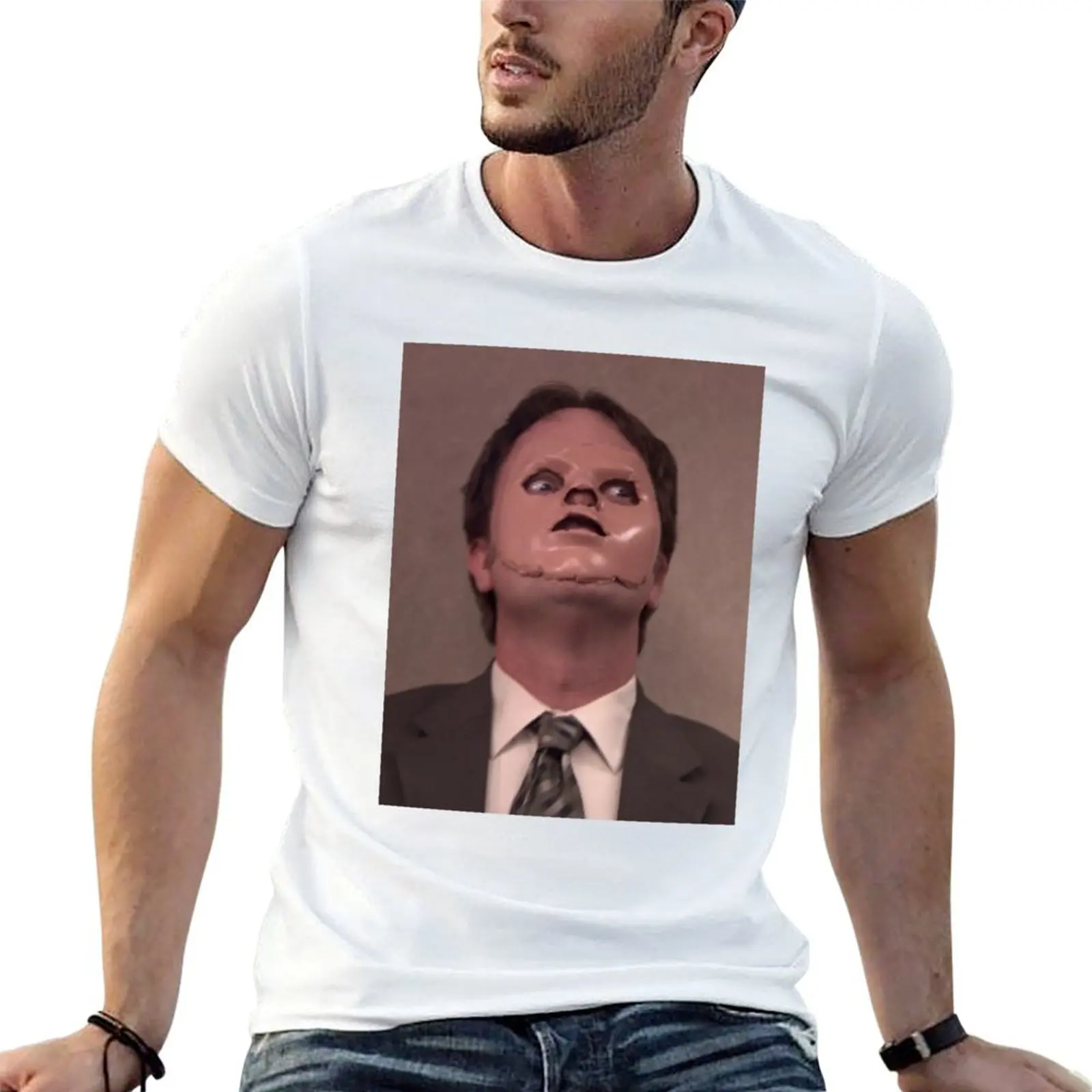 THE OFFICE DWIGHT MASK FIRST AID FAIL CPR T-Shirt korean fashion valentines boutique clothes t shirts for men cotton