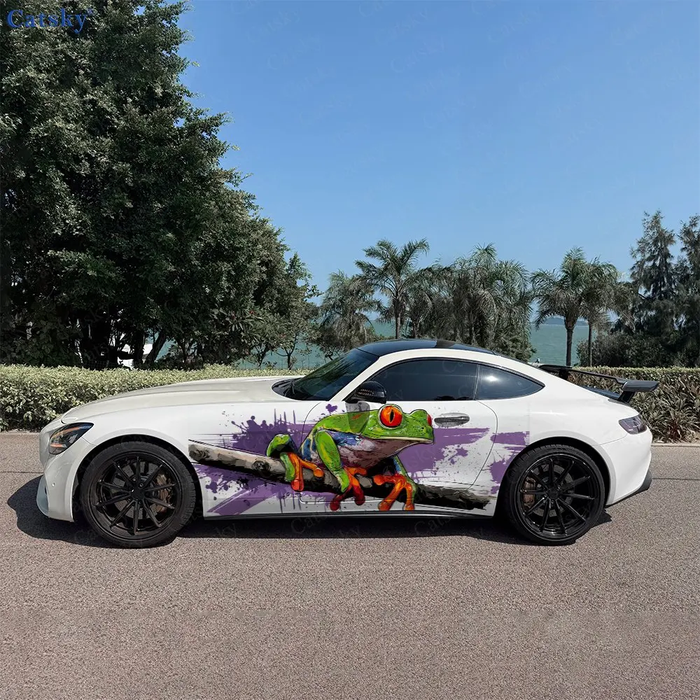 Graffiti Tree Frog Pattern Car Sticker Full Body Decal Decoration Scratches Protect Car Sticker Waterproof Car Vinyl Wraps