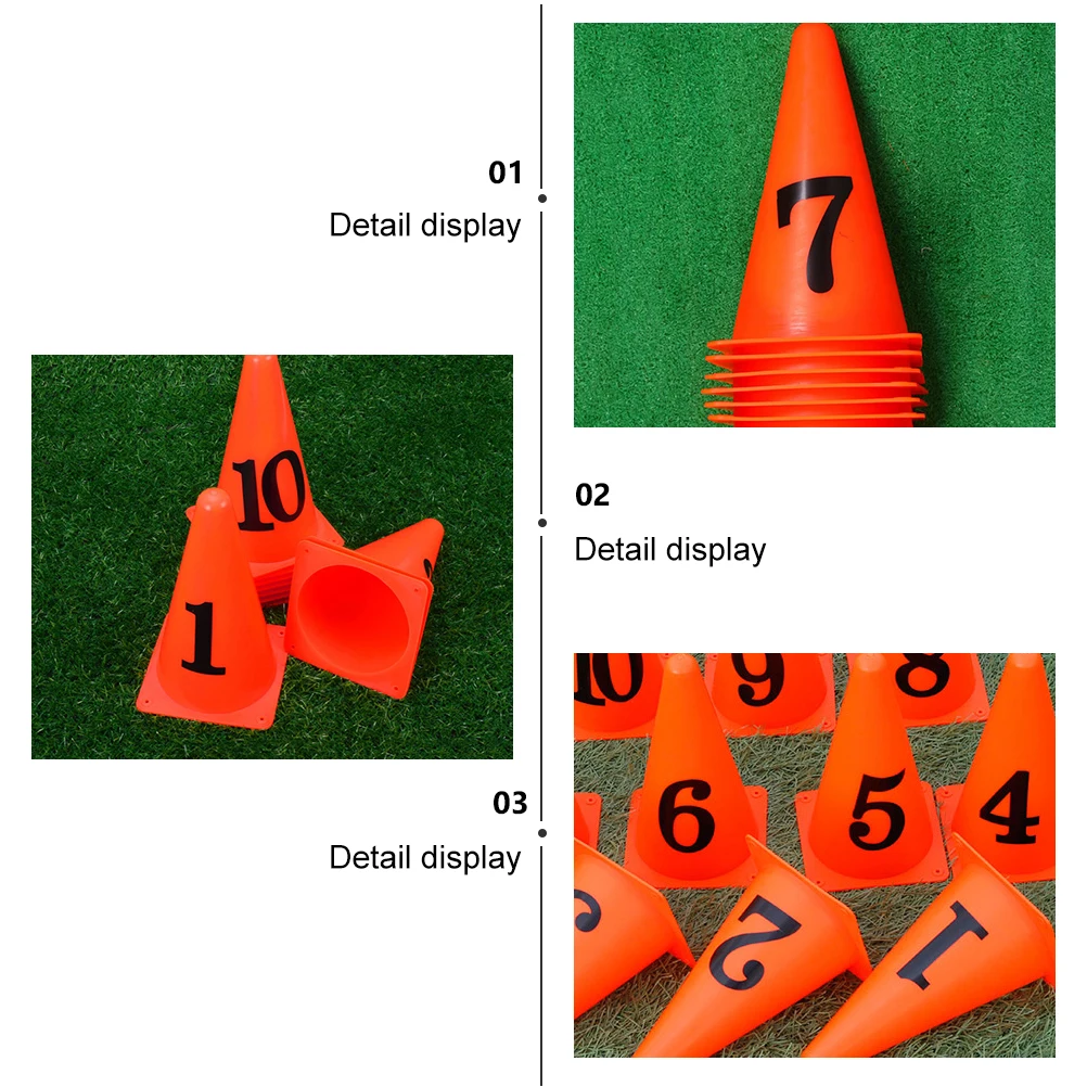 

10 pcs Marker Cones Football Obstacle Sign Cones Training Bucket Durable PE Material Bright Orange Black Use