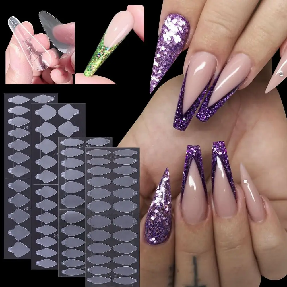 24pcs reutilizáveis almofadas de silicone macio estêncil forma francesa adesivo para unha poli gel dueto sistema dual form para manicure francês