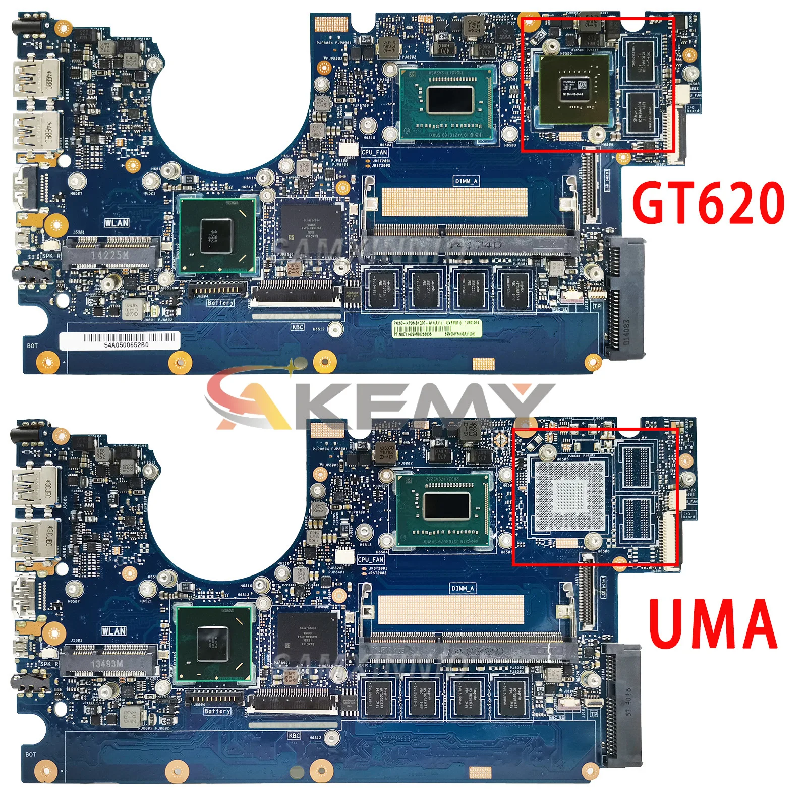 Imagem -02 - Akemy Original Notebook Mainboard Gt620m Gpu i5 i7 3th Gen Cpu 2gb Ram para Asus Ux32 Ux32v Ux32a Ux32vd Placa-mãe de Laptop