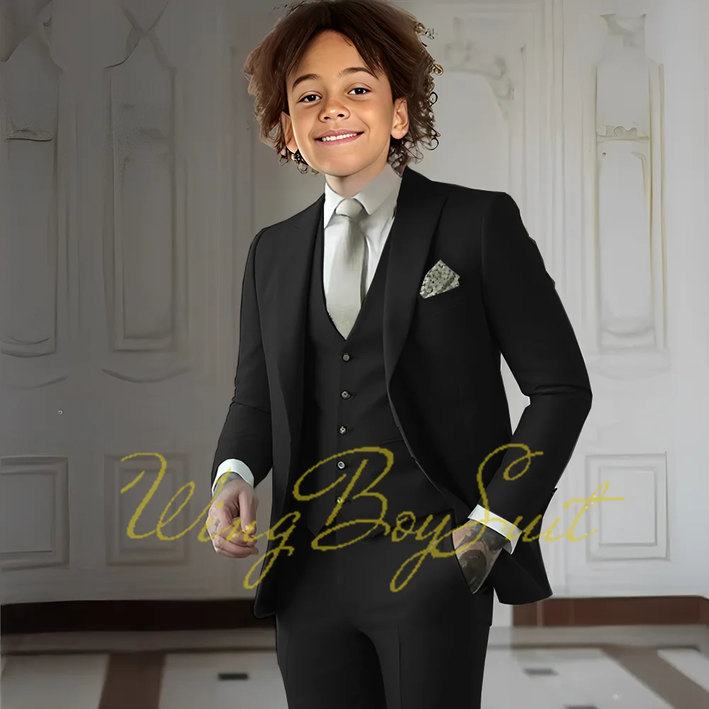 Summer Light Green Suit for Boys Wedding Tuxedo Kids 2-16 Years Old Blazer Pants Vest Three-piece Suit