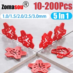 10-200Pcs 5in1 Tile Spacers Clips Wedge Ceramic Leveling System for Floor Wall Tile Gap Leveling System Construction Tools