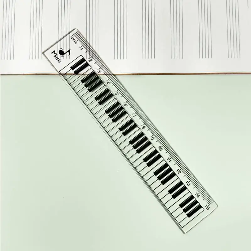 1Pcs Centimeter Scale 15cm Transparent Ruler Creative Piano Keyboard Rulers Student Back To School Stationery