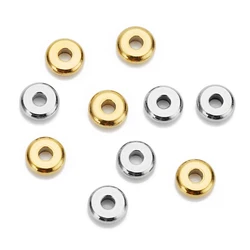 20/50pcs/lot Gold Plated Stainless Steel Round Flat Spacer Beads Fit Bracelet Necklace Spacer Beads DIY Jewelry Making Findings