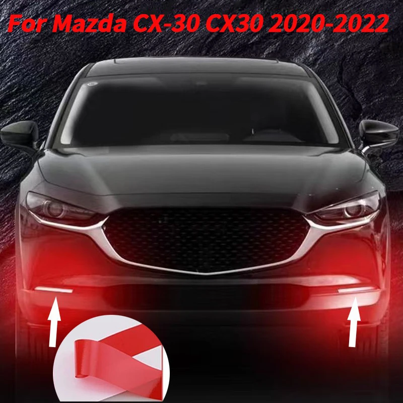 Red Stickers Film For Mazda CX-30 CX30 2020-2022 2X Front Fog Lamp Light Cover