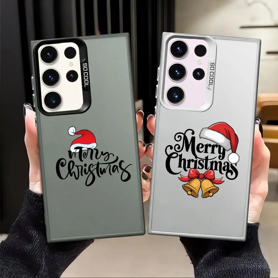 Christmas Hat Cute Case for Samsung Galaxy S22 S23 S21 S23 S24 FE Note 20 Ultra S25 S20 Plus Back Phone Cover