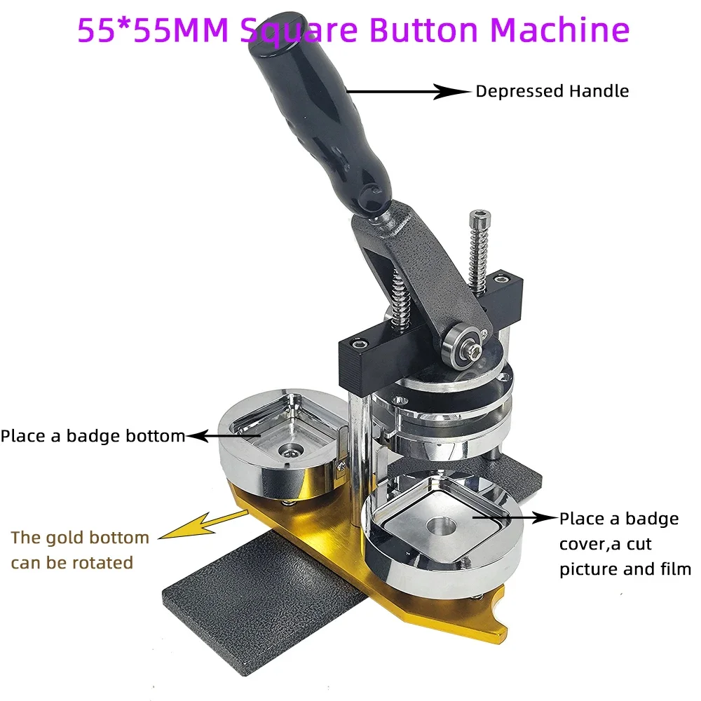 55mm Square Manual Button Badge Machine DIY Badge Gift for Family and Friends