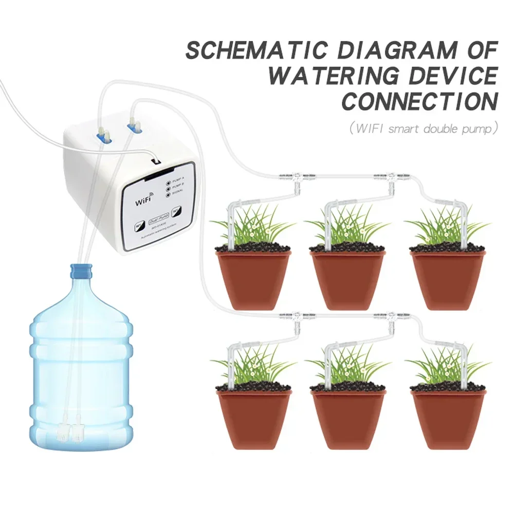 WIFI Intelligent Watering Device Double Pump Timed Automatic Drip Irrigation System Remote APP Controller for Garden