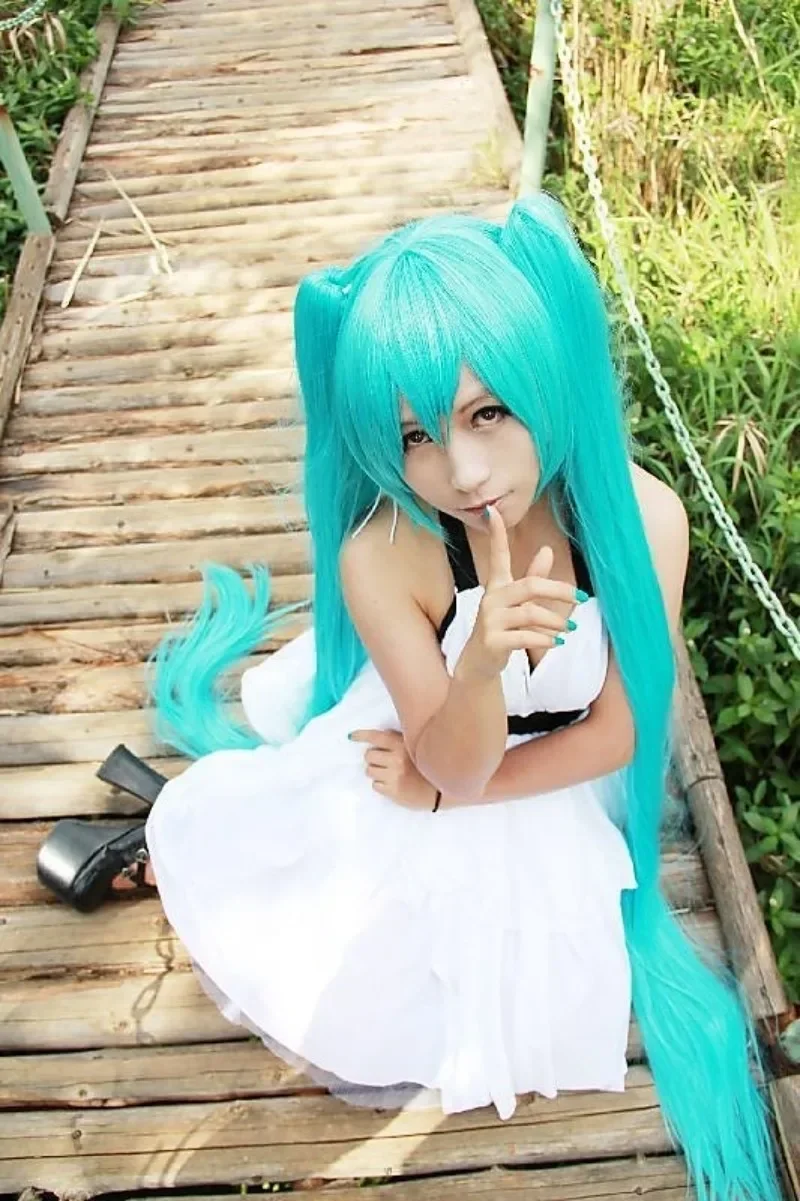 WHIMSICAL W włosy Miku peruka do cosplay długie żaroodporne syntetyczne klipsy do włosów kucyki peruki