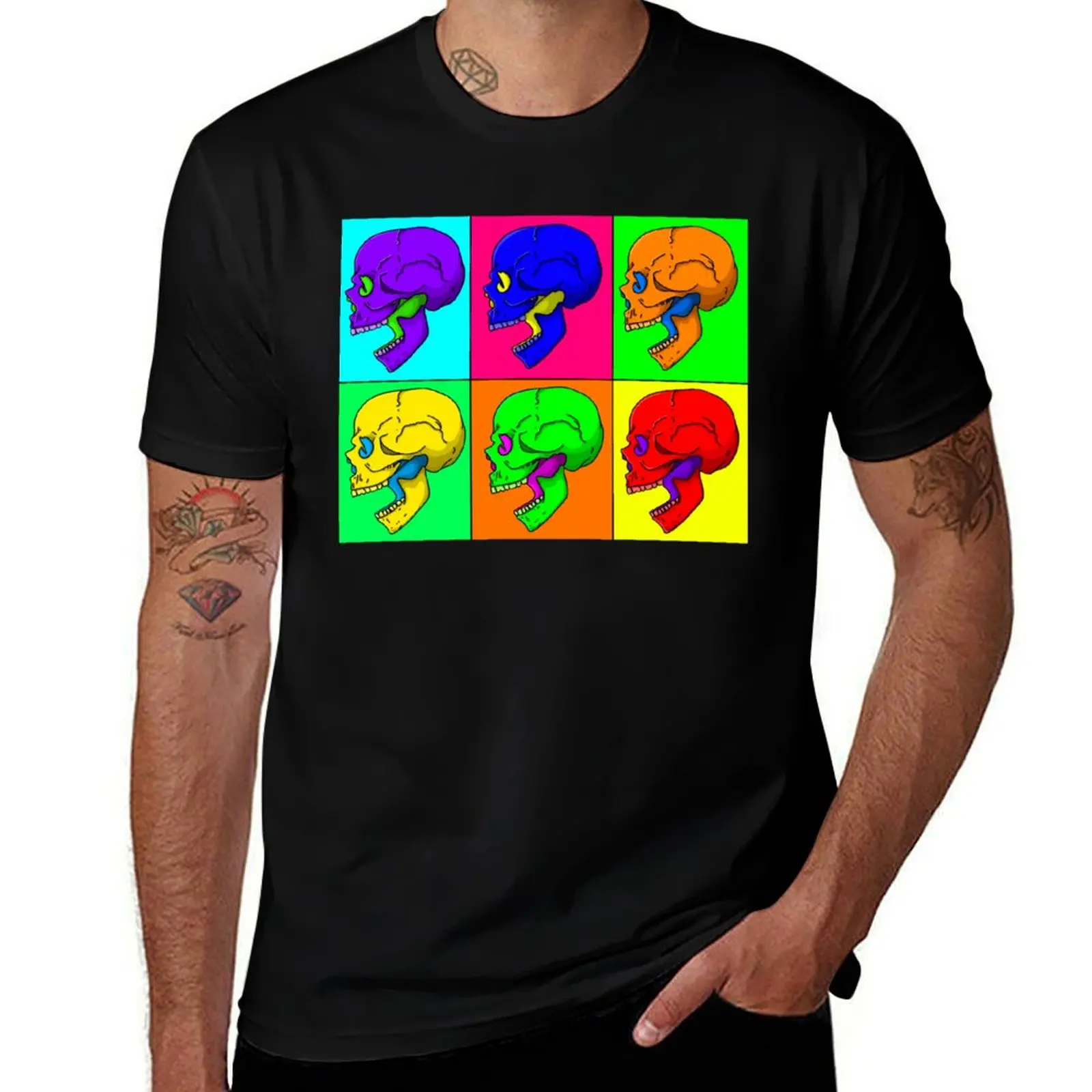 Warhol Skulls (Horizontal) T-Shirt cotton t-shirt plain for man package T-Shirt