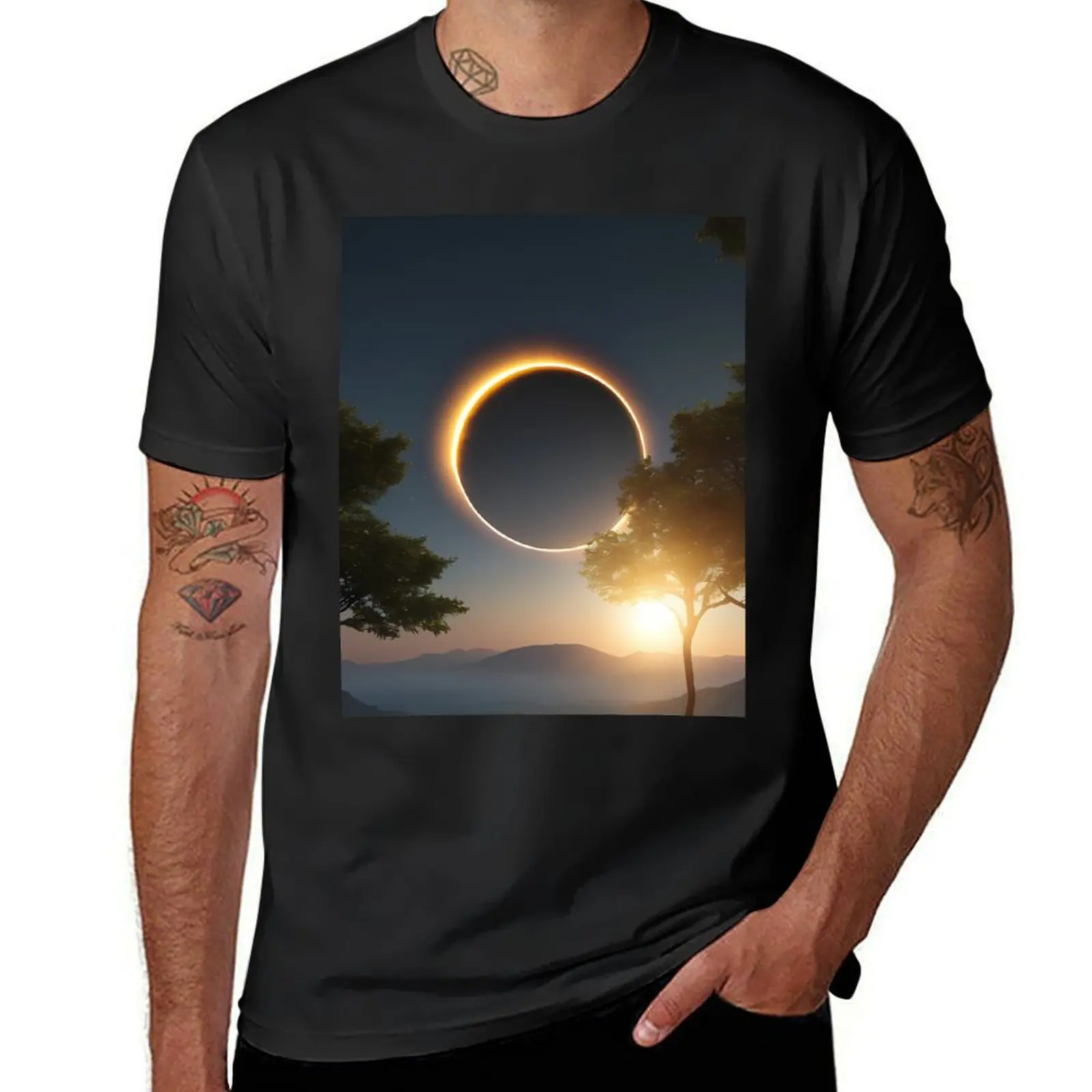 Eclipse in Digital Pop Art: Explosion of Celestiality in Vibrant Colors T-Shirt anime boys animal print sublime Men's t-shirt