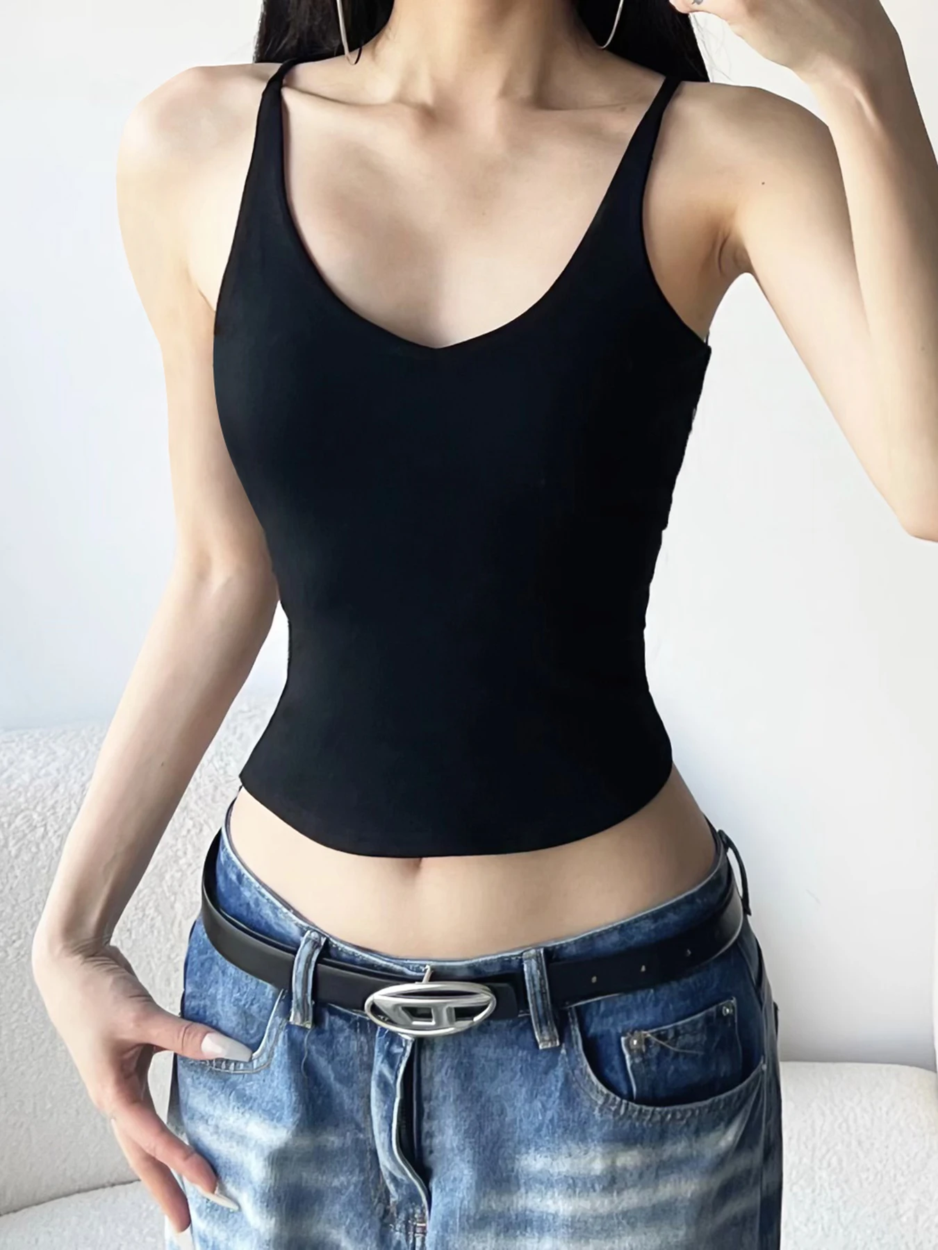 Rockmore Backless Cross Strap Camisole Fashion Solid Low-cut Thin Crop Top Party Y2k Streetwear Sleeveless Spaghetti Strap Vest