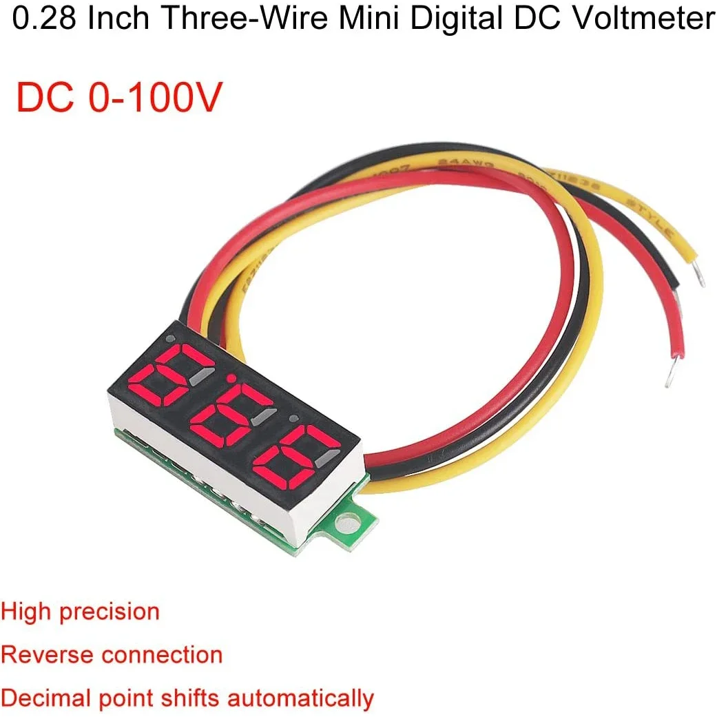 

4pcs Digital Mini Digital Voltmeter 0.28Inch Three-Line 0-100V Digital Voltmeter Gauge Tester LED Display Panel Voltmeter