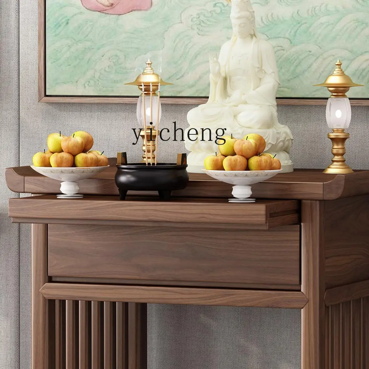 FZ Black Walnut Table Incense Table Household Solid Wood Small Altar Incense Table