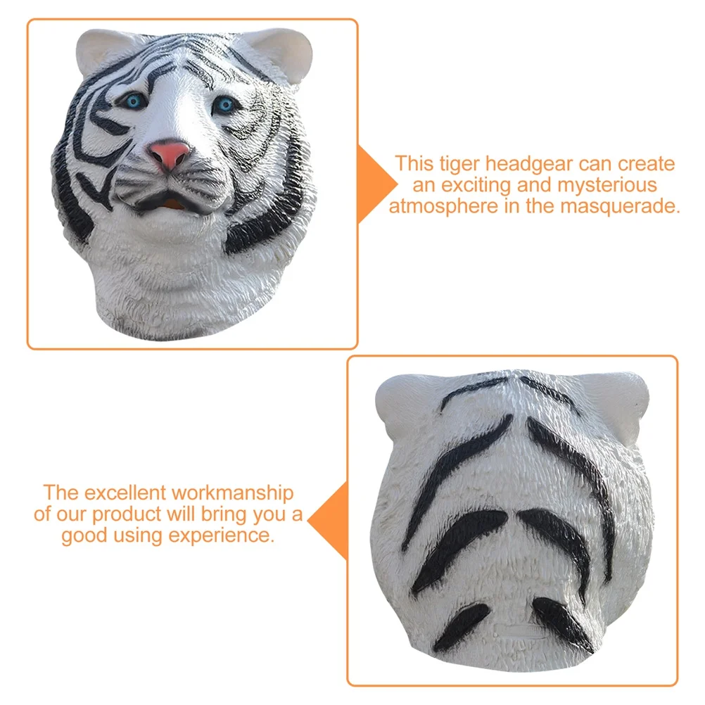 

1pc Tiger Headgear Realistic 3D Digital Print Latex Face Cover For Masquerade Party Performance Costume Spooky Creative Dress