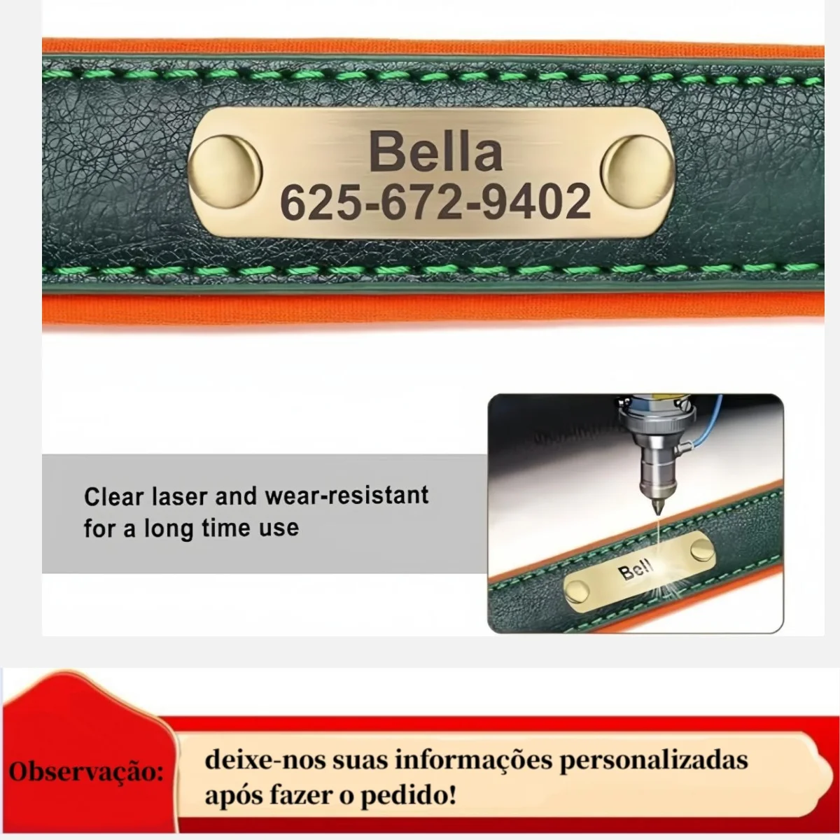 Personalized Customized Leather ID Nameplate Dog Collar Soft Padded Dogs Collars Free Engraving Name for Small Medium Large Dogs