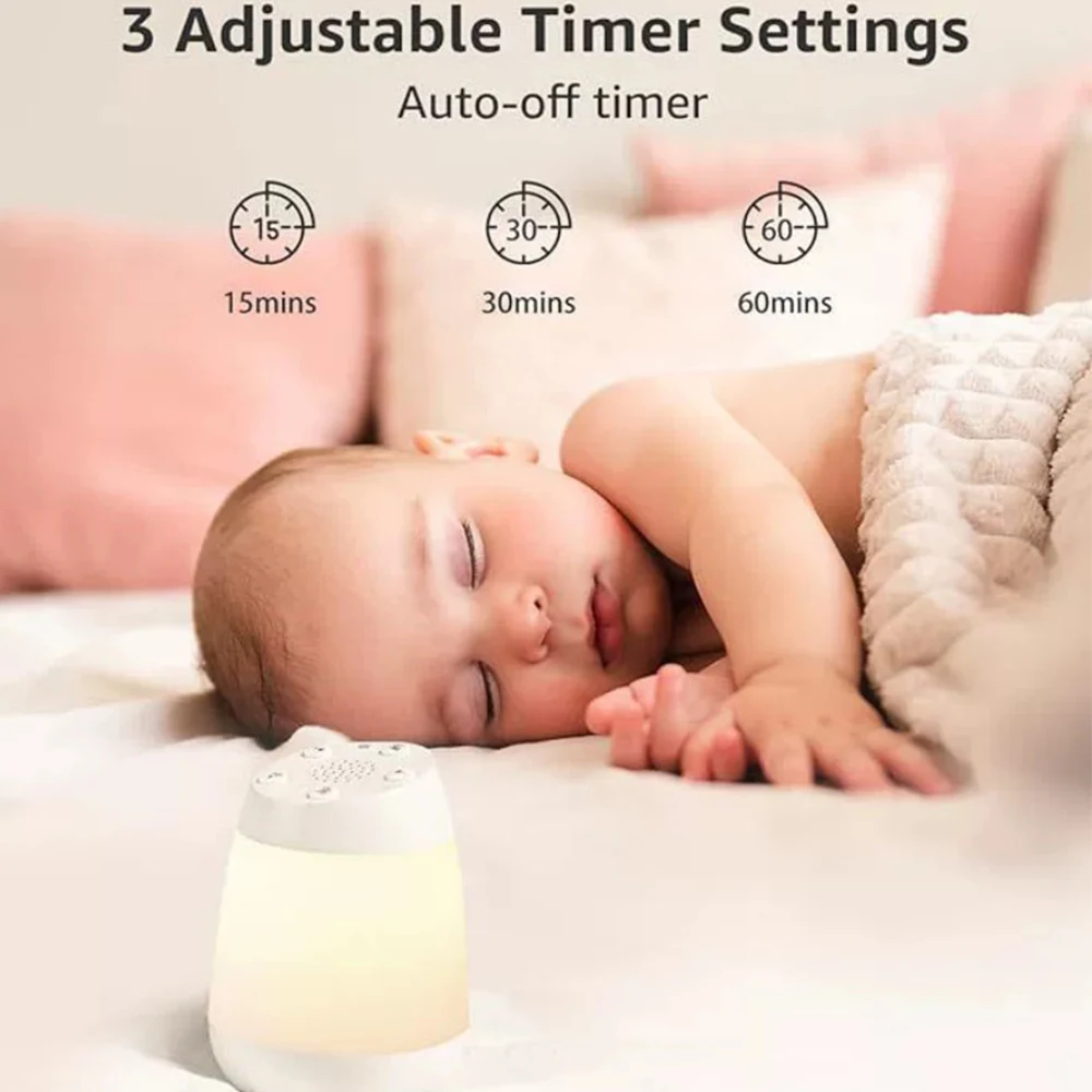 따뜻한 빛 수면 보조 램프, 아기 수면 보조, 음악 플레이어, 수면 보조, 백색 소음 수면 장치