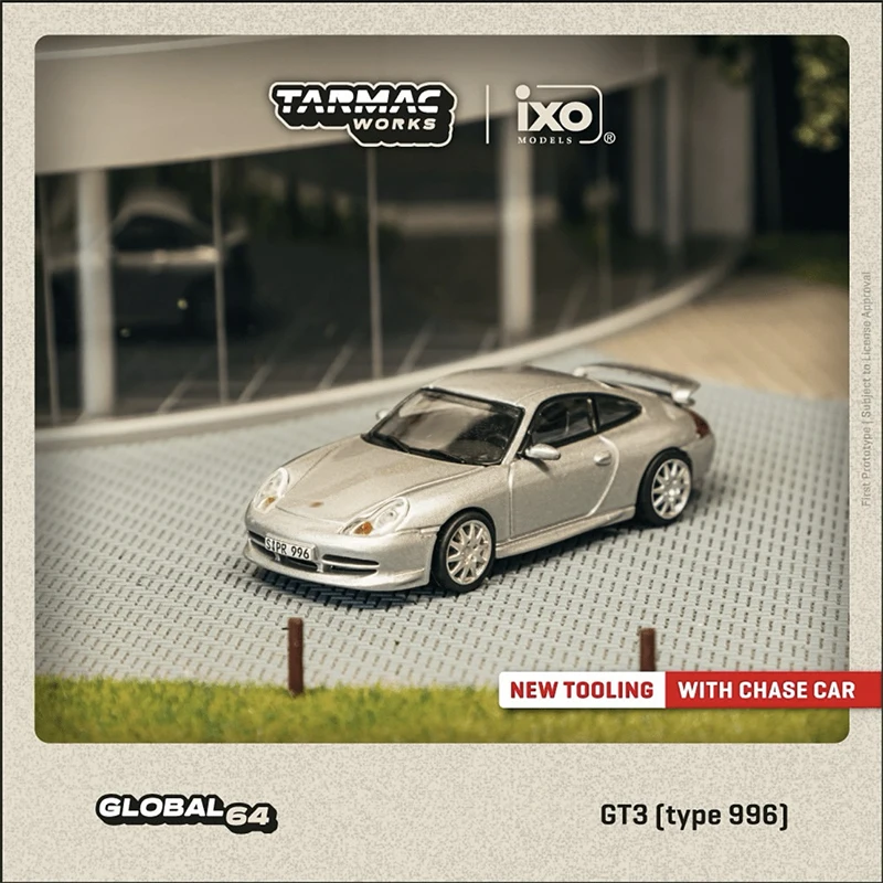 ما قبل البيع TW 1:64 996 GT3 الفضة دييكاست نموذج سيارة مجموعة لعبة صغيرة Tarmac Works