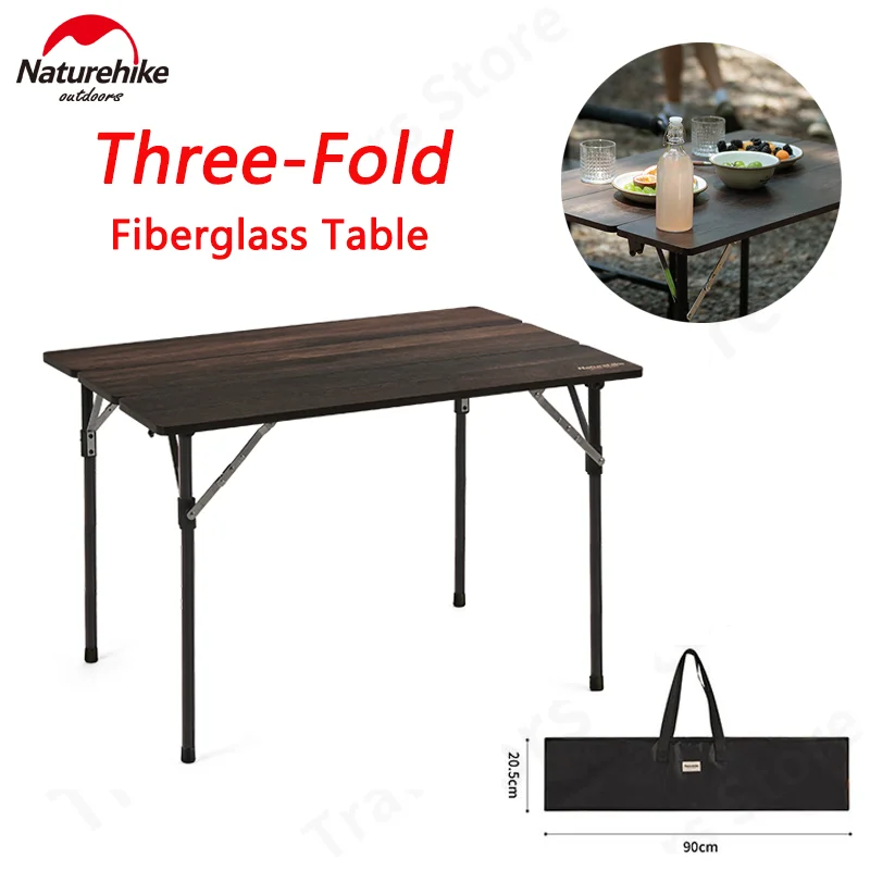 Naturehike FG04 Camping Table Foldable Outdoor Portable Desk Lightweight Tri-fold Fiberglass Table Camping Combination Table