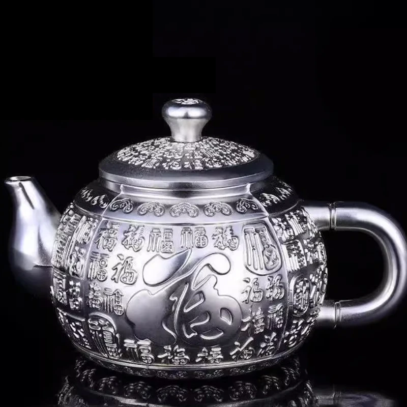 Sterling silver tea set 999 sterling silver tea set full silver wine set 1 plate 1 Pot 4 cups kung fu tea set Chinese style