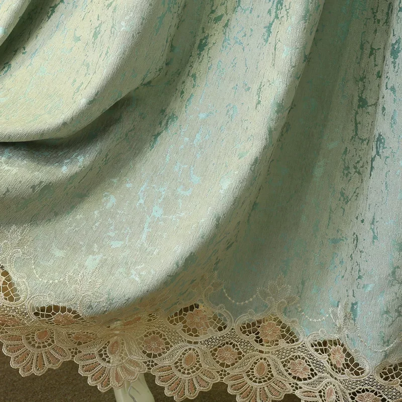 European Luxury Embroidered  Wedding Windows Backdrop Blackout Jacquard Valance Gray Decorative Curtains for Living Room Bedroom