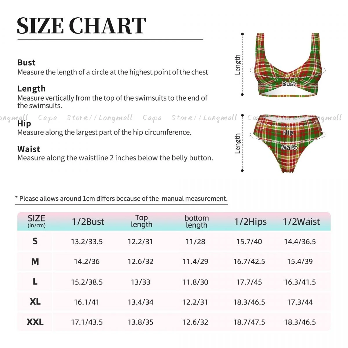 Zomer Dames V-hals Bikini Set Tartan Plaid Patroon Badmode Vrouwelijke 2-delige strandbadpak Badpak