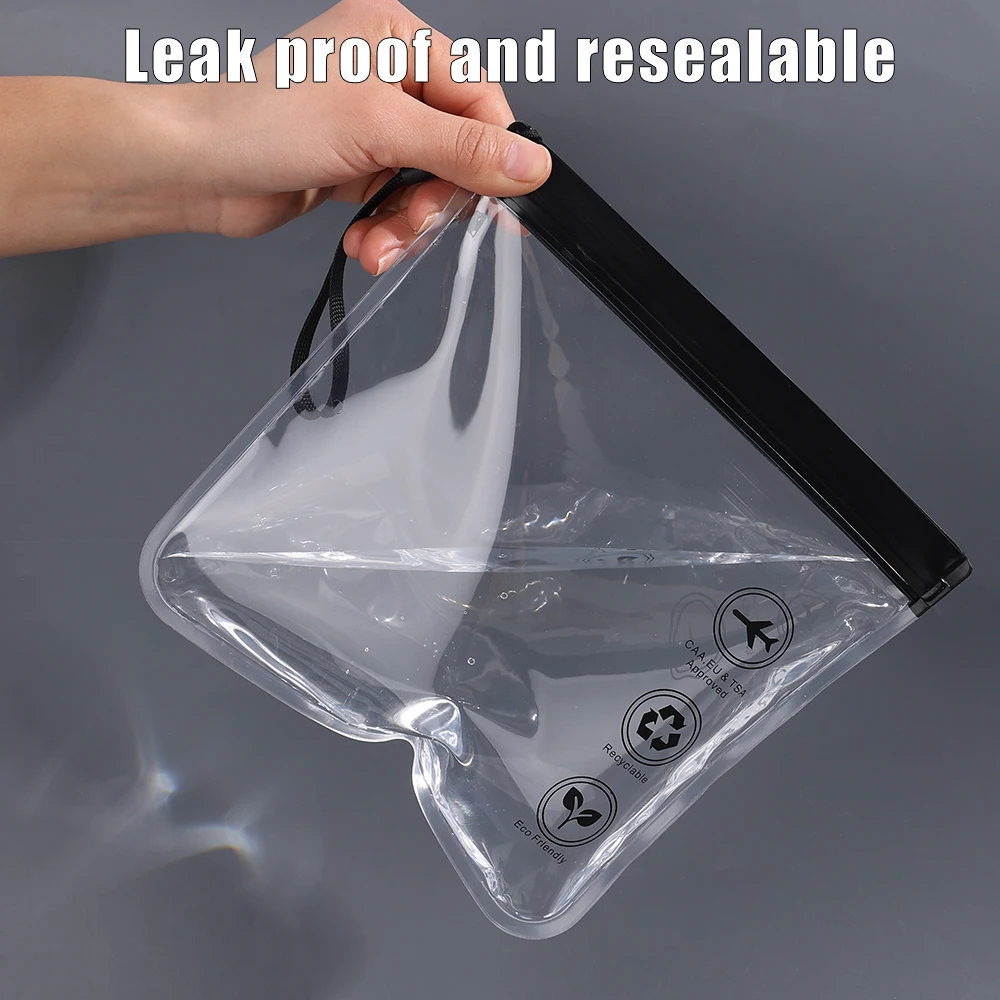 1/4pcs Transparent Travel Use TSA Approved Cosmetic Bags Waterproof Luggage Make Up Liquid Leakproof Resealable EVA Toiletry Bag