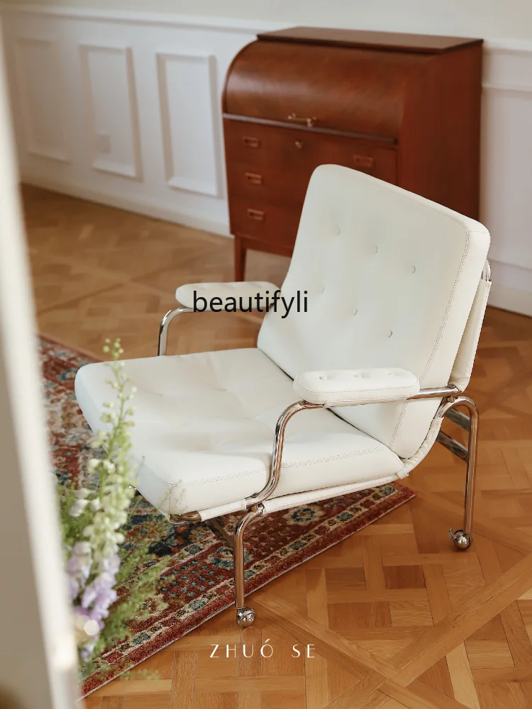 White Cowhide Designer Couch Modern Minimalist Single Portable Leisure Armchair chairs living room chair single sofa chair