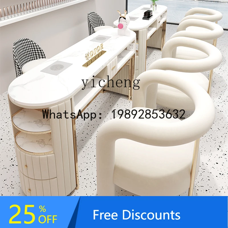 

AA light luxury nail art table and chair set marble nail art table single double high-end nail art table and chair