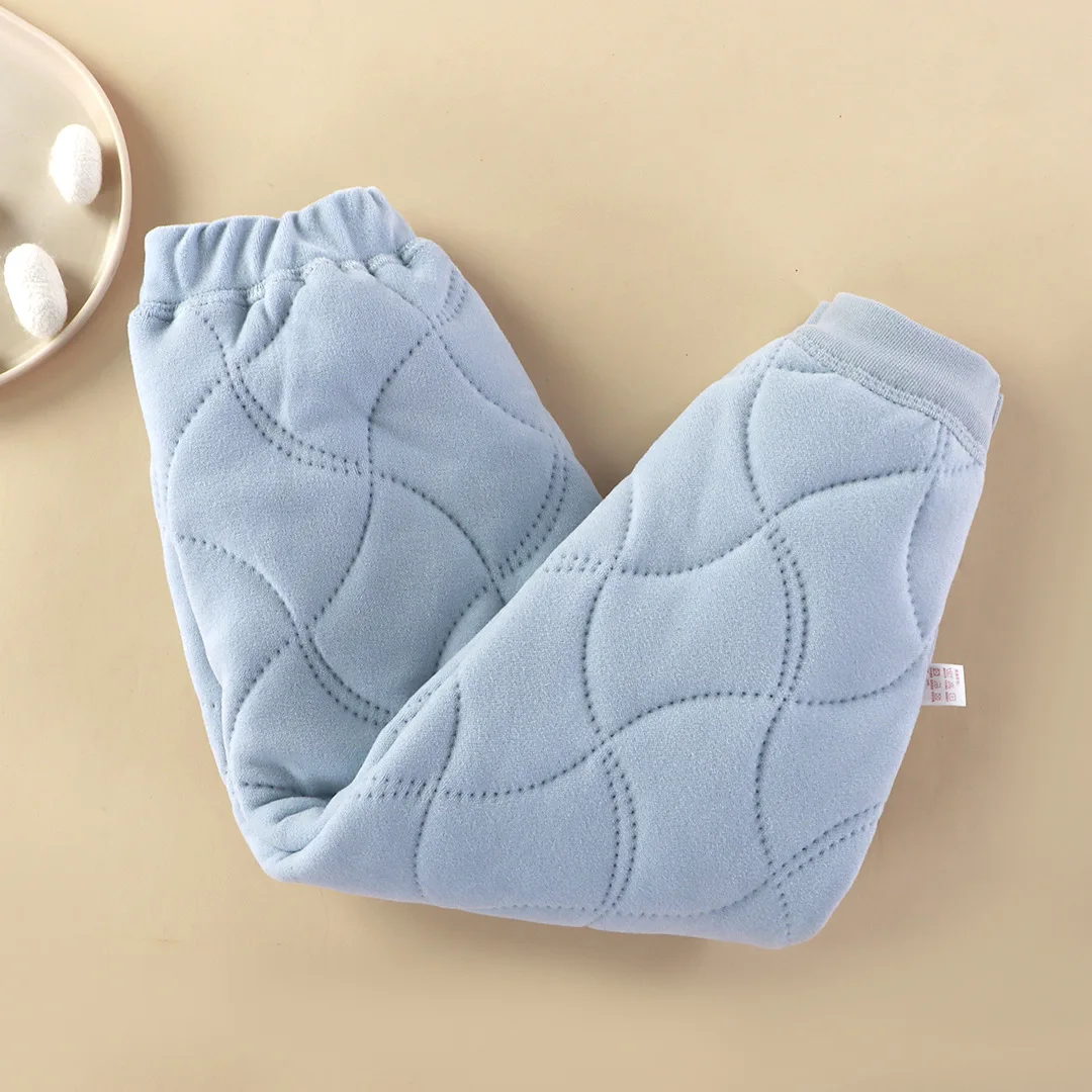 Kids Warm Pants Fall Winter Three Layer Quilted Boys Girls Cotton Thick Warm Baby Thick 2026 Kids Pants