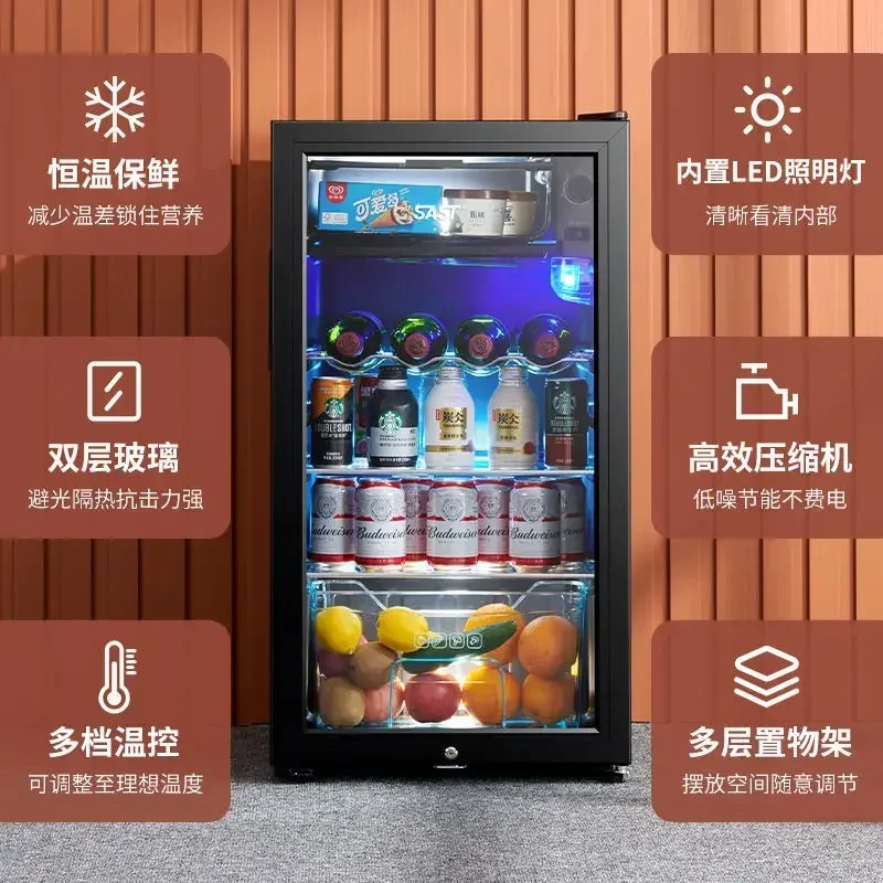 Must - Have for Small Homes Compact Transparent Single - Door Refrigerator, Ideal as Beverage, Fruit, Tea & Wine Cabinet