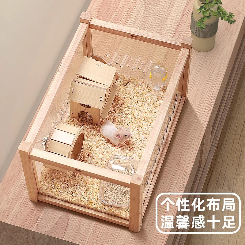 Wood Acrylic Landscaping Guinea Pig Accessories Hamster Accessories Hamster Cage Large Large Space Panoramic View Breeding House - view 2