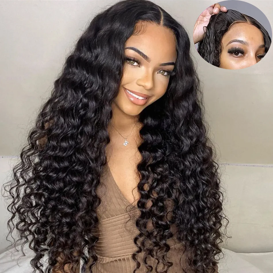 

Ready To Wear Human Hair Water Wave Brazilian Cheap Lace Frontal Remy Wig With Baby Hair Glueless Wet and Wavy Deep Curly Wigs