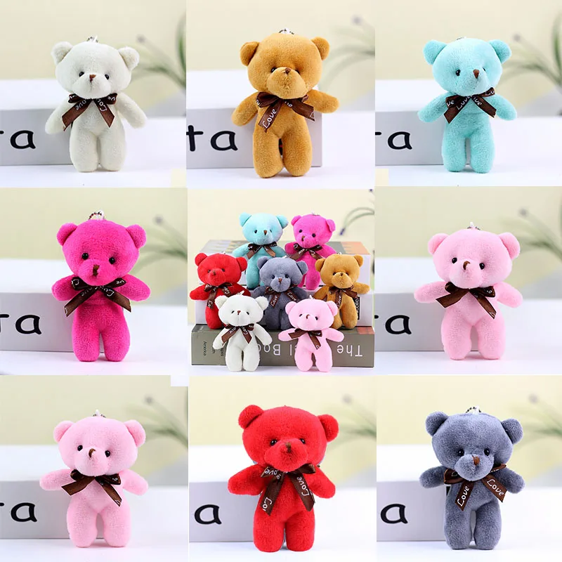 

10pcs/lot Bear Stuffed Plush Toys Mini Bear Doll Keychain Soft Stuffed Toy Key Chain Bag Pendant Wedding Decoration Birthday Gif