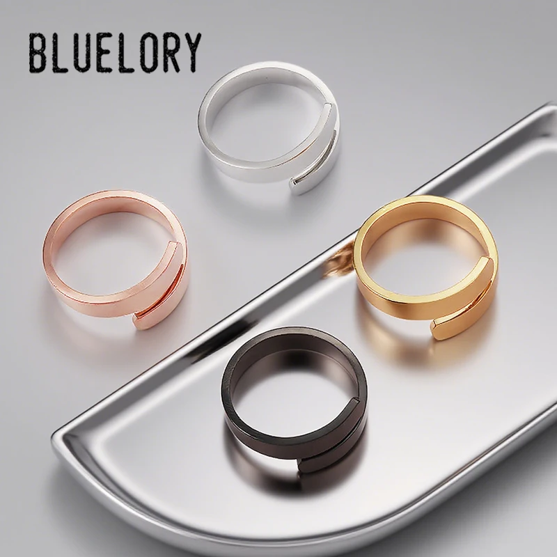 Adjustable Open Cuff Ring Stainless Steel Glossy Finish Engravable Minimalist Stackable Ring For Women Men Fashion Jewelry Gift