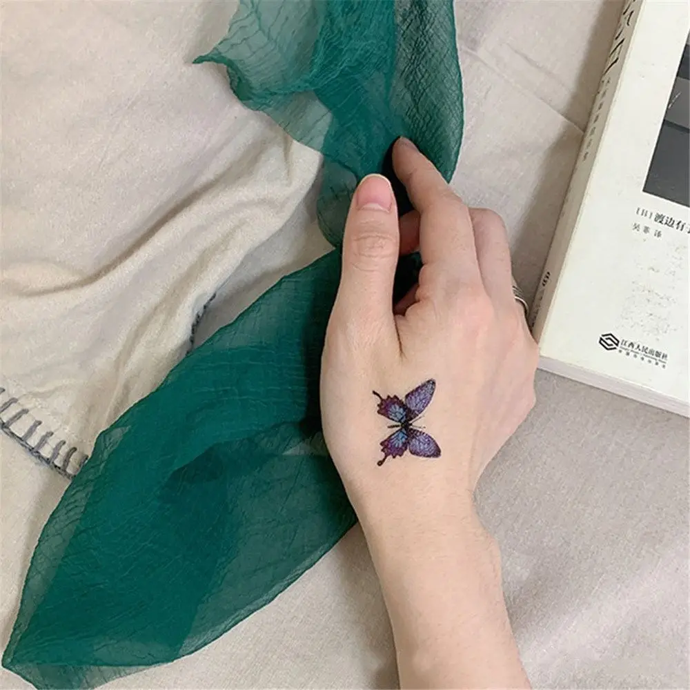 Tatouages temporaires imperméables pour hommes et femmes, autocollants de tatouage de clavicule bleue