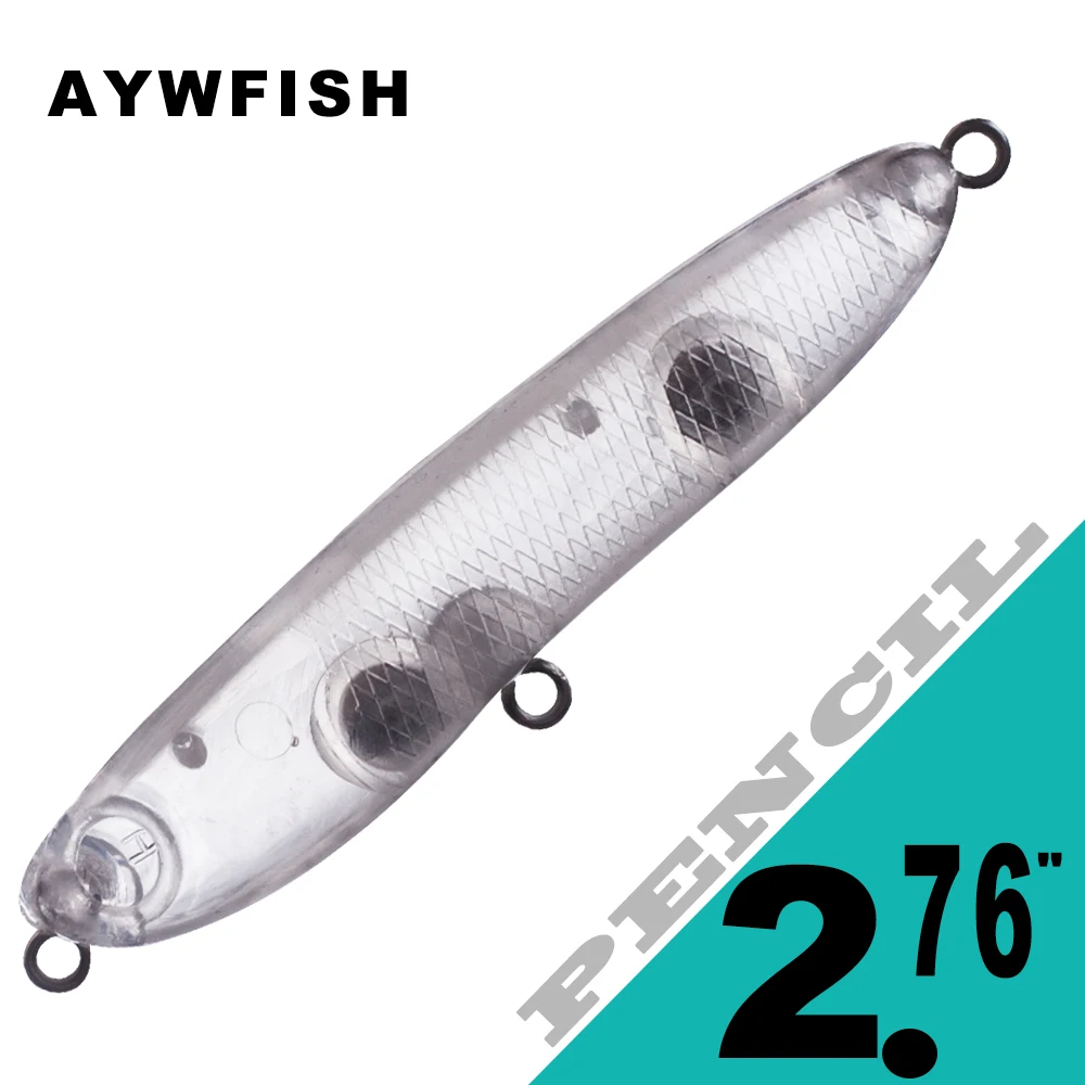 

AYWFISH Неокрашенная рыболовная приманка-карандаш с прозрачным корпусом, искусственная приманка, снасти «сделай сам», 15 шт./лот, жесткая приманка для ходьбы, 2,76 дюйма, 6 г