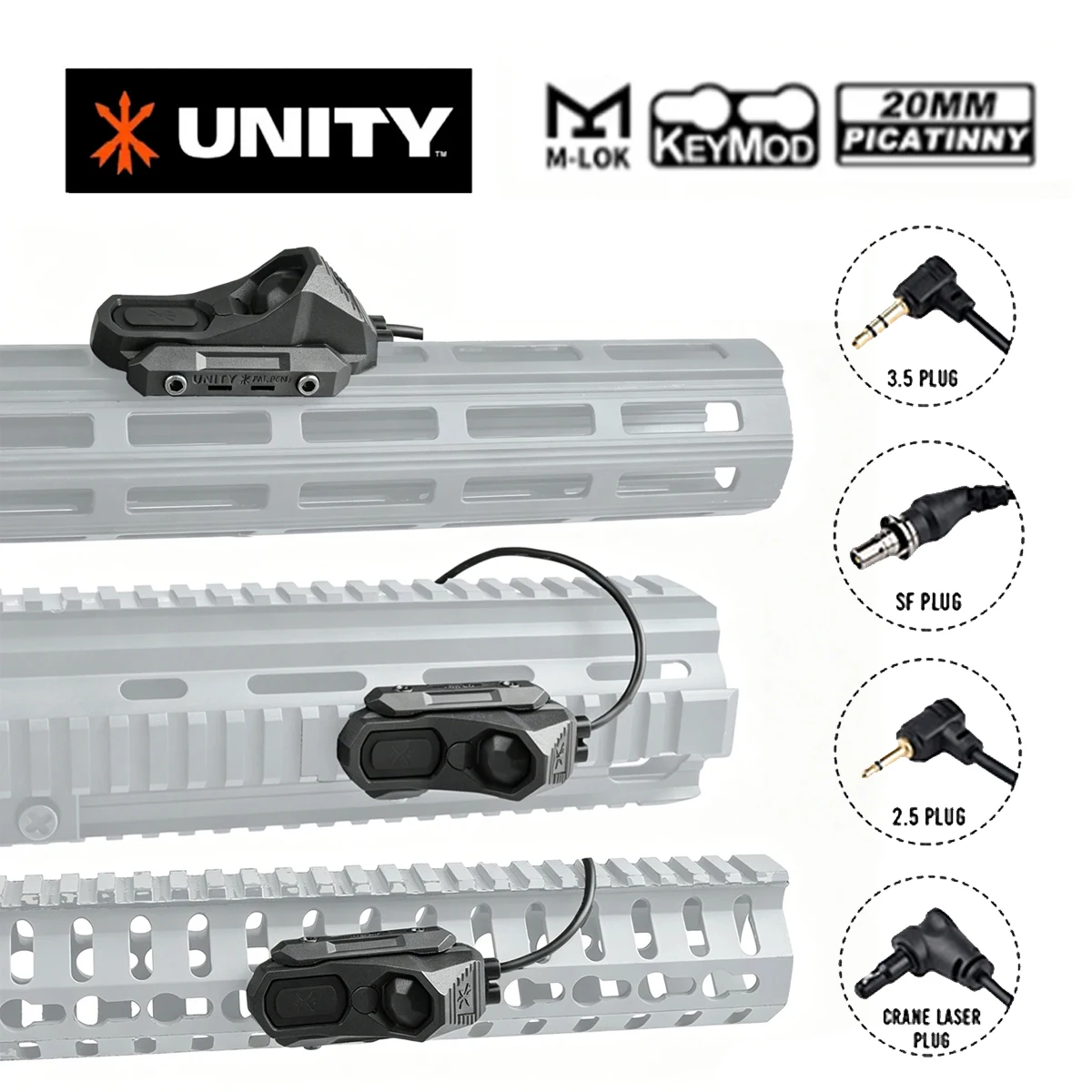 

Tactical UNITY AXON SF 2.5 3.5 L3 Plug Pressure Switch Dual Function Button Remote Control Line MLOK KEYMOD 20mm M300 M600 PEQ15