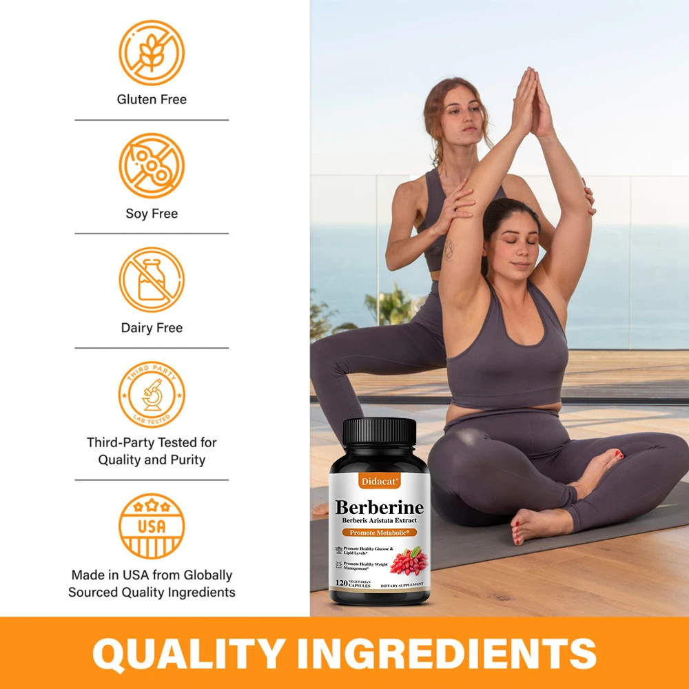 Berberine 500 Mg Dietary Supplement - Metabolism, Healthy Weight Management, Circulatory Health, Blood Lipids, Blood Sugar