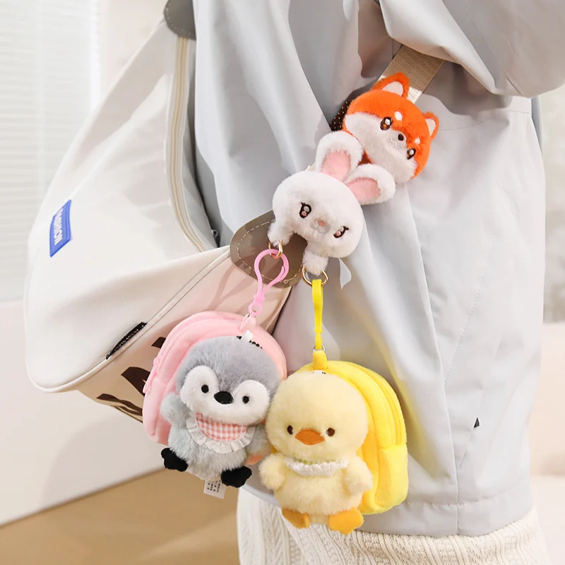 Adorably Animal Plush Toys Pendant Backpack Decoration Stuffed Doll Kawaii Decor Toys Earphone Case Coin Purse Kid Birthday Gift