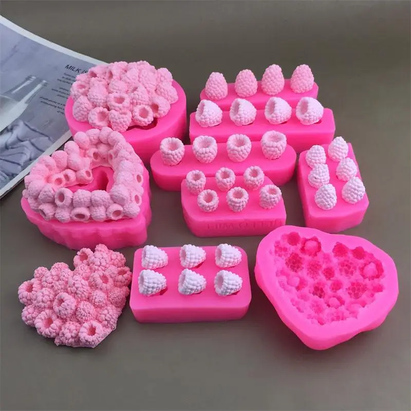 【M】1Pc Small Raspberry Mousse Candy Mold 3D Raspberry Pudding Baking Mold Dessert Chocolate Mold Fruit Cake Decorations Tools