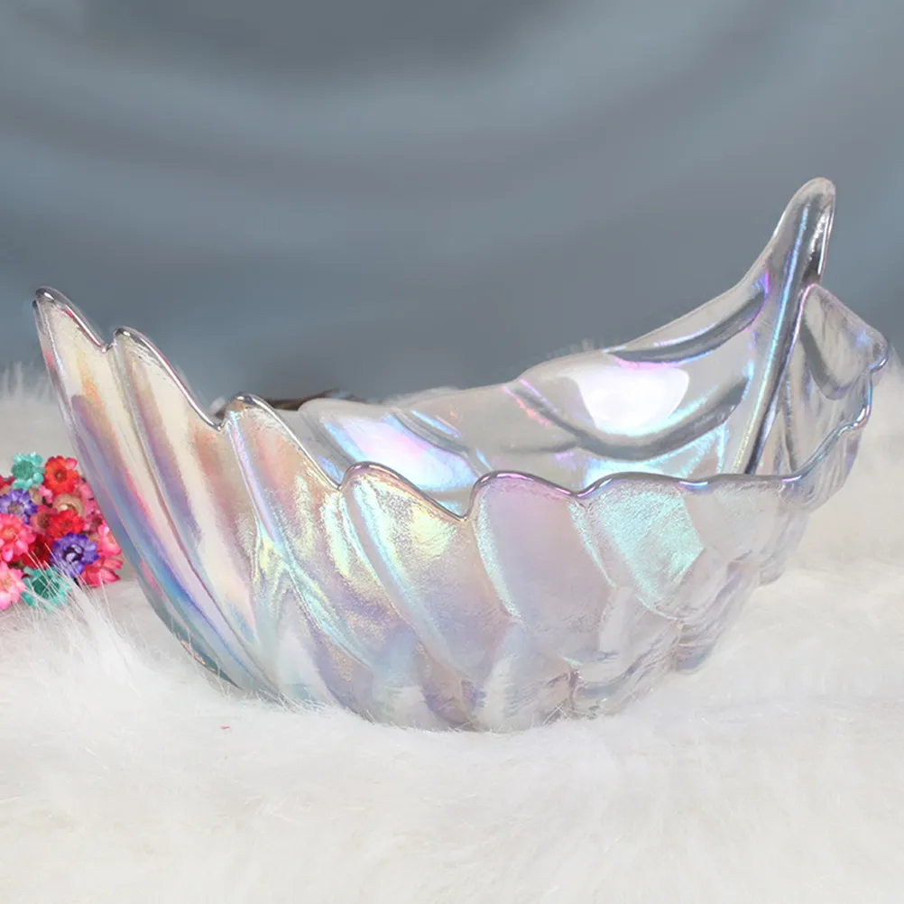 

Iridiscent Glass Fruit Salad Bowl Nordic Style Non Slip Household Glass Dessert Bowl for Weddings Restaurants Bars