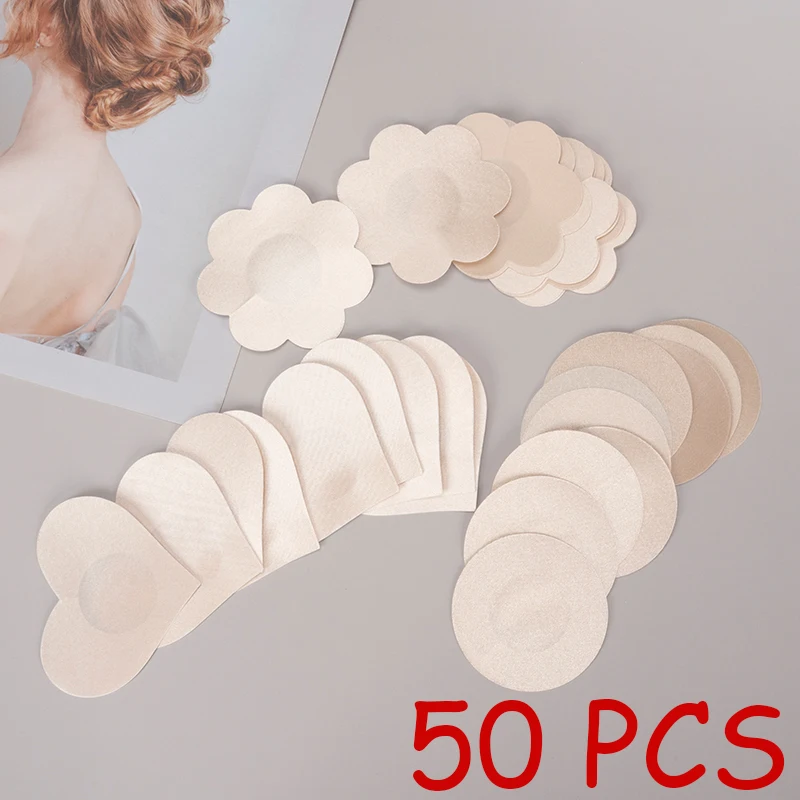 

50Pairs Invisible Breast Petals Stickers Nipple Cover Pasties Sticky Women’s Intimates Accessories Adhesive Bra Nipple Pasties